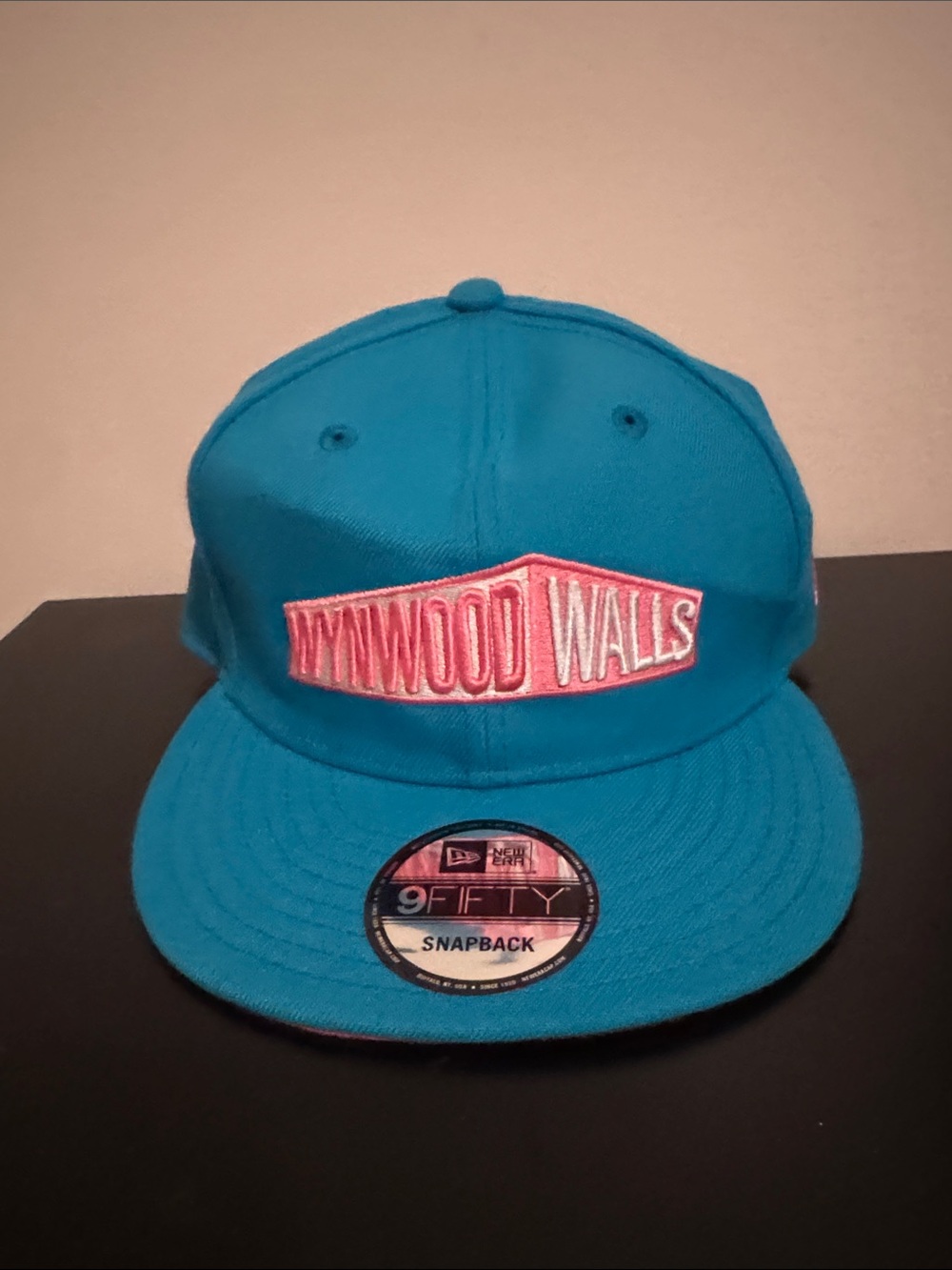 New Era Kids Blue Snapback Hat with Pink Wynwood Walls Patch